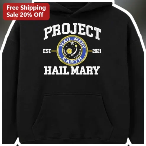Project Hail Mary Hoodie Vintage Space Mission Patch Graphic Pullover for Sci-Fi Fans