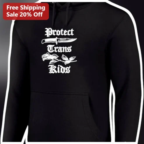 Protect Trans Kids Gothic Hoodie Dagger Rose Design Queer Pride Activist Apparel