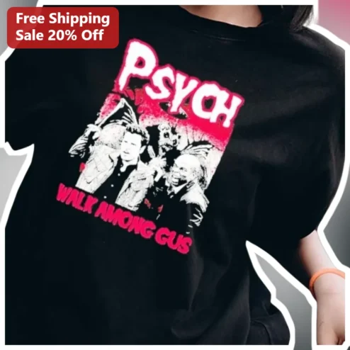 Psych Walk Among Gus Tee TV Show Fan Merch Retro Distressed Graphic Shirt Gift for Shawn Spencer Gus Guster Fans