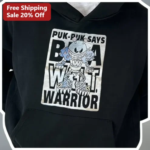 Puk-Puk Says Bawt Warrior Hoodie Retro Gaming Streetwear Gift for Men Women