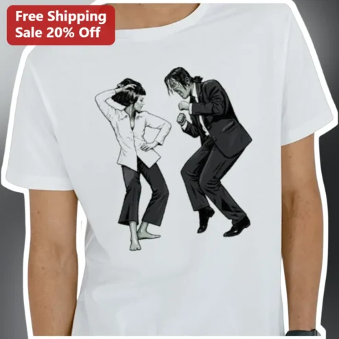 Pulp Fiction Dance Scene Black and White Illustration Tee