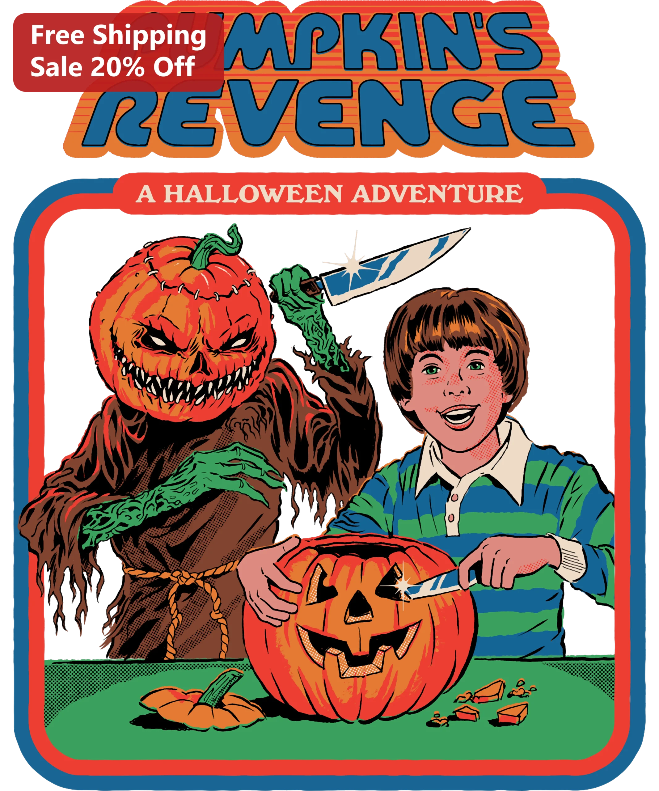 Pumpkin's Revenge Halloween Adventure Tee Vintage Comic Spooky Graphic Shirt