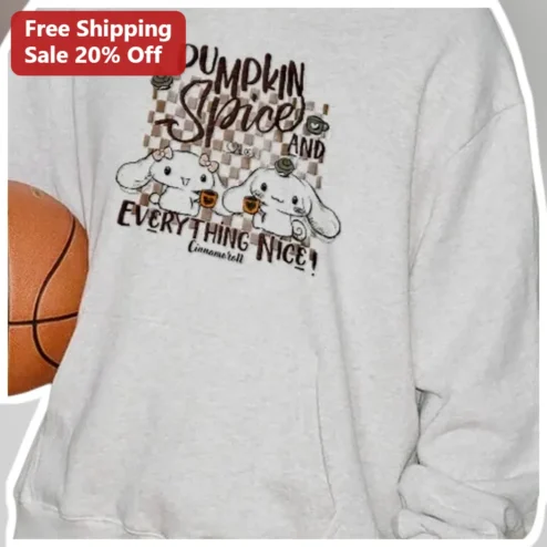 Pumpkin Spice and Everything Nice Cinnamoroll Sweatshirt Fall Kawaii Sanrio Gift