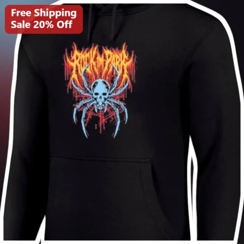 Punk in the Park Skull Spider Hoodie Black Gothic Streetwear Heavy Metal Merch