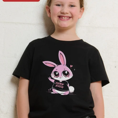 Punk Rock Bunny Kawaii Graphic Tee Cute Pastel Goth Kids Shirt