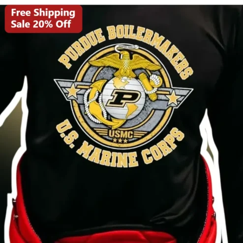 Purdue Boilermakers U.S. Marine Corps Long Sleeve Shirt Distressed Vintage Military Alumni Gift