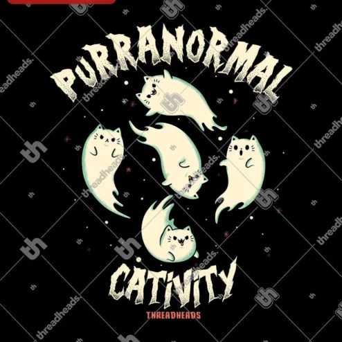 Customer in Chicago, Illinois wearing Purranormal Cativity Tee Funny Halloween Cat Parody Shirt for Women Men