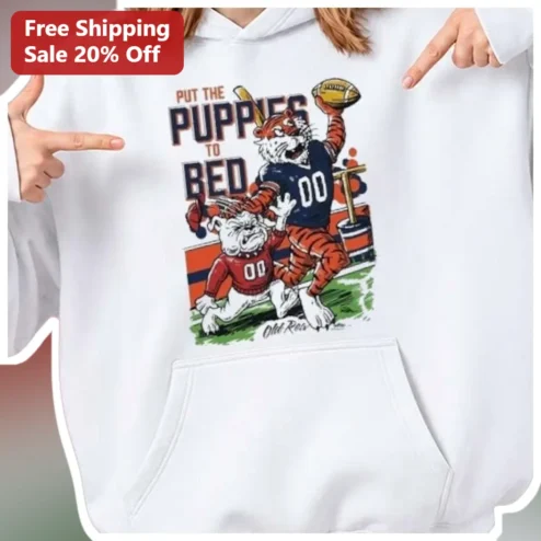 Put The Puppies To Bed Hoodie Vintage College Football Mascot Rivalry Fan Apparel