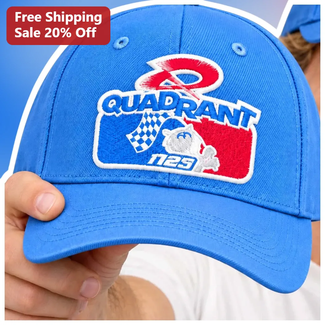 Quadrant Cap Embroidered Checkered Flag Racing Logo Motorsports Merch Unisex Baseball Hat