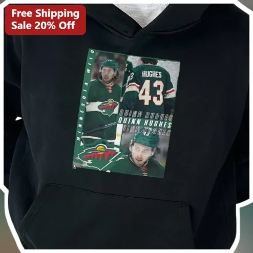 Quinn Hughes Minnesota Wild Pullover Hoodie NHL Fan Apparel Gift