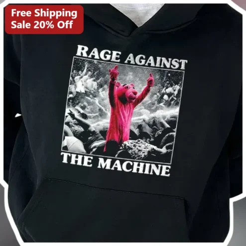 Rage Against The Machine Care Bears Parody Hoodie Black Graphic Sweatshirt for Music Fans