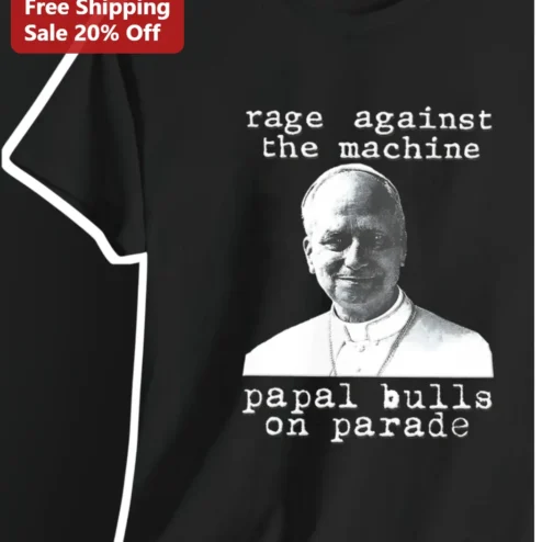 Rage Against The Machine Pope Francis Parody Graphic Tee Black Cotton Shirt