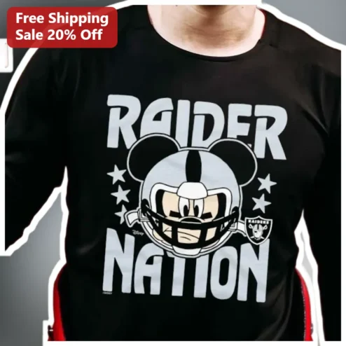 Raider Nation Mickey Mouse Tee Las Vegas Raiders NFL Fan Gear