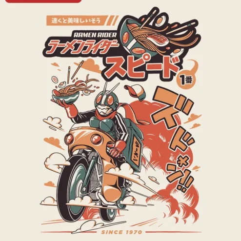 Ramen Rider Speed Poster Retro Kamen Rider Motorcycle Art Print for Anime Fans