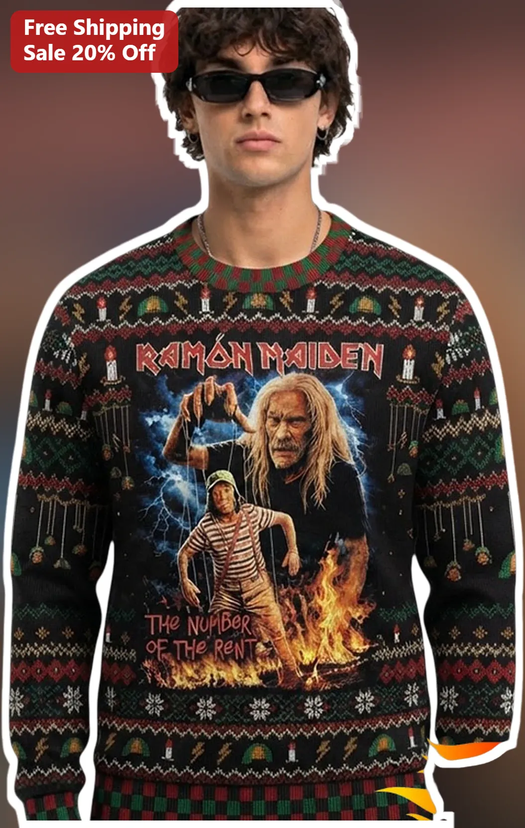Ramon Maiden The Number of the Rent Ugly Christmas Sweater Funny Holiday Gift for Him