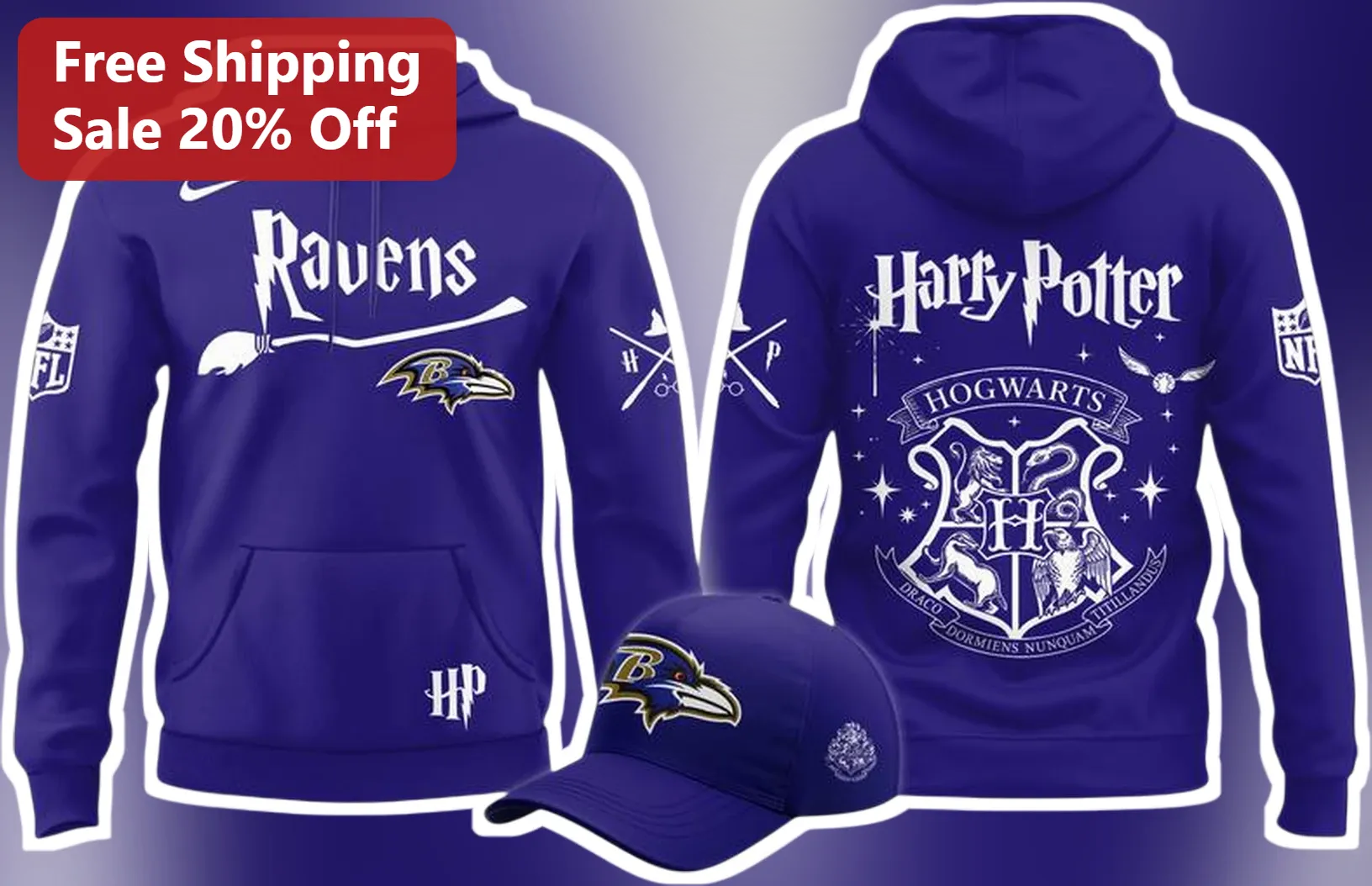 Ravenclaw Harry Potter Hogwarts Hoodie Wizarding World Sports Mashup Gift