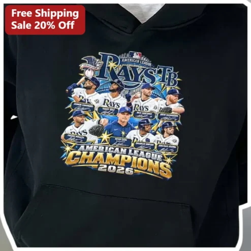 Rays American League Champions 2026 Hoodie Tampa Bay Rays Baseball Fan Merchandise