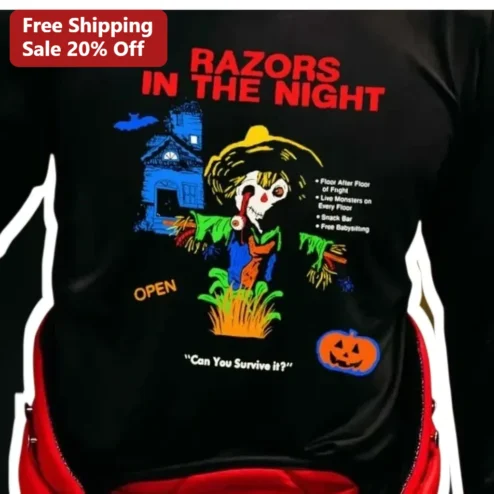 Razors In The Night Can You Survive It Horror Long Sleeve Shirt