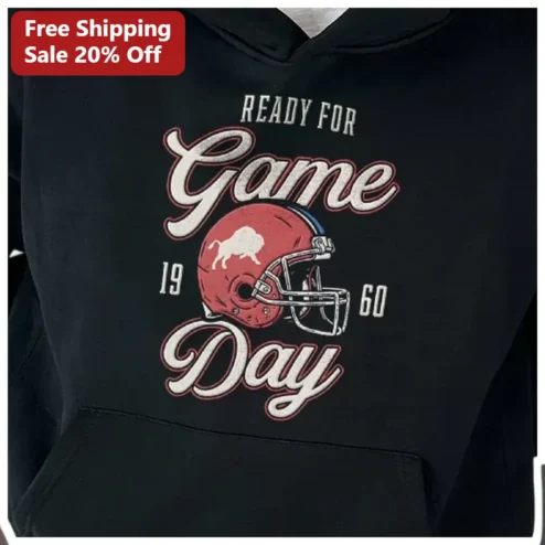Ready For Game Day Hoodie Vintage Buffalo Bills Football Fan Apparel Retro Distressed Helmet Design available at our Chicago, Illinois warehouse