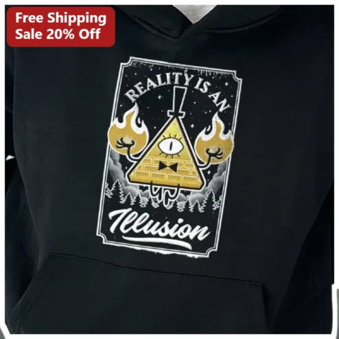 Reality Is An Illusion Bill Cipher Hoodie Gravity Falls Fan Art Vintage Graphic Pullover