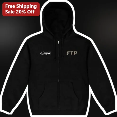 Realtree APX FTP Hoodie Men's Camo Zip Up Hunting Apparel Outdoor Bowfishing Gear