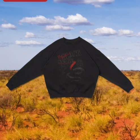 Red-Bellied Black Snake Sweatshirt Australian Wildlife Reptile Lover Gift Vintage Graphic Crewneck on a hanger, ready to ship from Chicago, Illinois