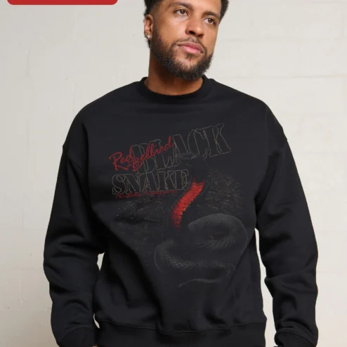Customer in Chicago, Illinois wearing Red-Bellied Black Snake Sweatshirt Australian Wildlife Reptile Lover Gift Vintage Graphic Crewneck