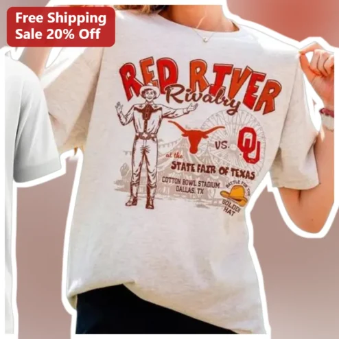 Red River Rivalry Battle for the Golden Hat Tee Texas vs Oklahoma College Football Fan Gear