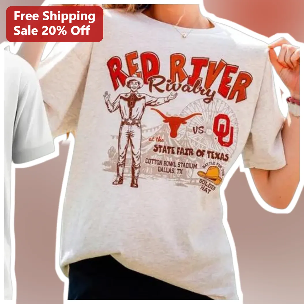 Red River Rivalry Battle for the Golden Hat Tee Texas vs Oklahoma College Football Fan Gear