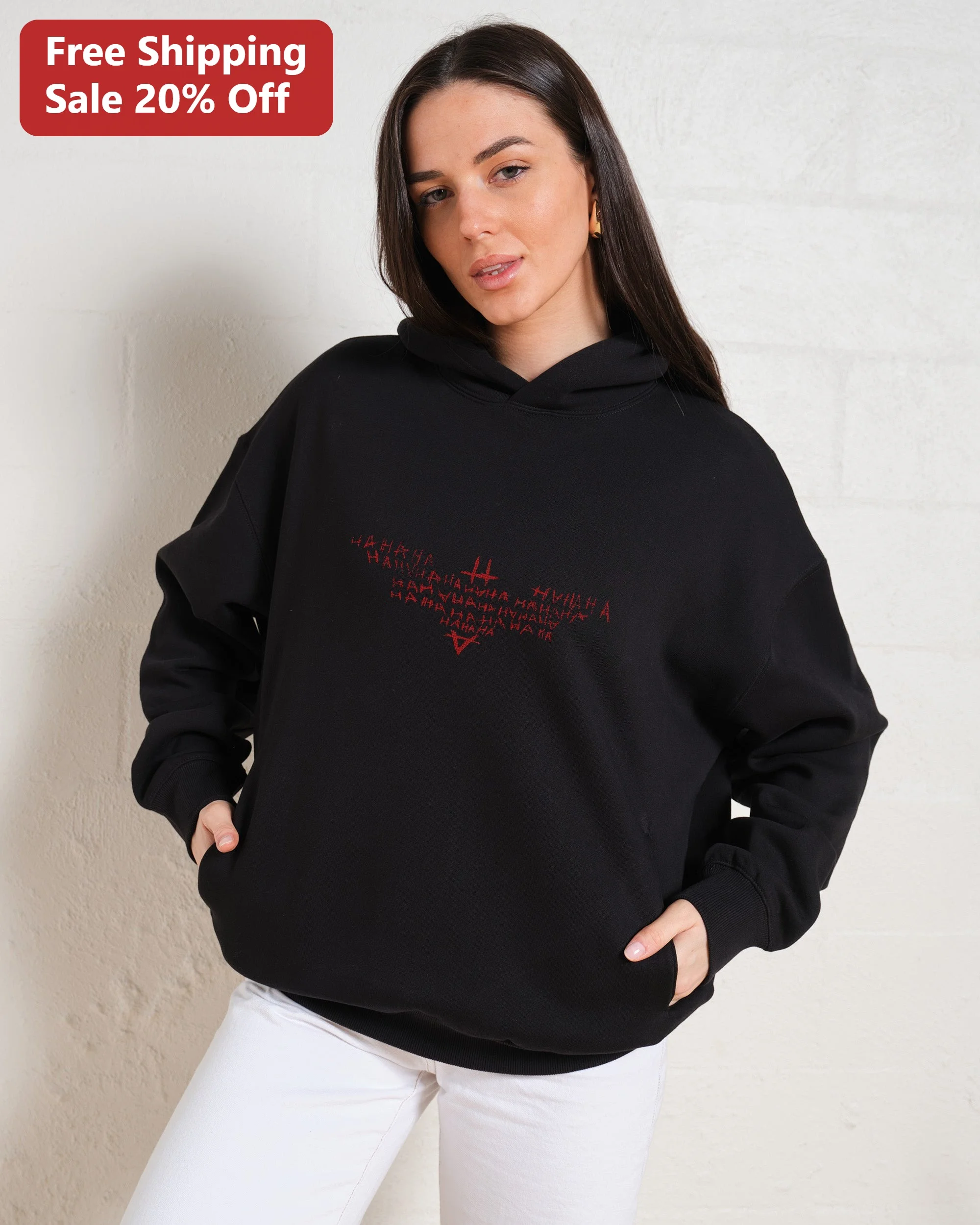 Red Typography Graphic Hoodie Edgy Grunge Streetwear Black Fleece Pullover for Women Men