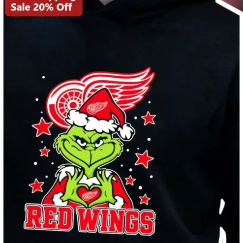 Red Wings The Grinch Christmas Hoodie Detroit Hockey Fan Holiday Gift