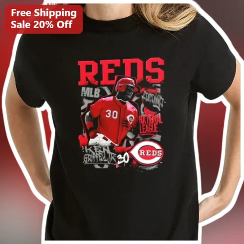 REDS MLB National League Ken Griffey Jr. Vintage Distressed Graphic Tee