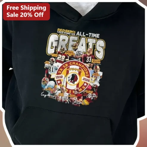 Redskins All-Time Greats Hoodie Vintage Washington Football Legends Black Pullover