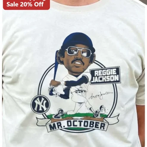 Reggie Jackson Mr. October Tee Vintage Baseball Legend Yankees Caricature Shirt for Men Women Fans