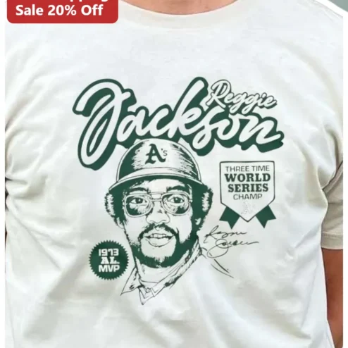 Reggie Jackson Three Time World Series Champ 1973 AL MVP Vintage Baseball Graphic Tee