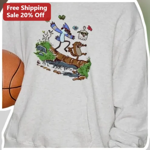 Regular Show Mordecai Rigby Skips Cartoon Network Sweatshirt available at our Chicago, Illinois warehouse