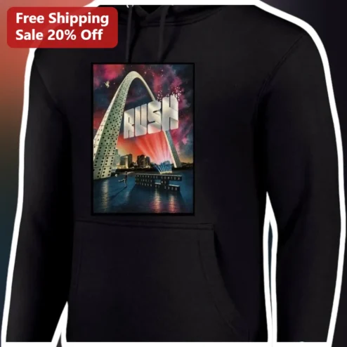RESH Futuristic City Skyline Hoodie Black Urban Nightscape Graphic Sweatshirt