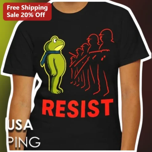 RESIST Frog Meme Graphic Tee Political Satire Protest Shirt for Men Women