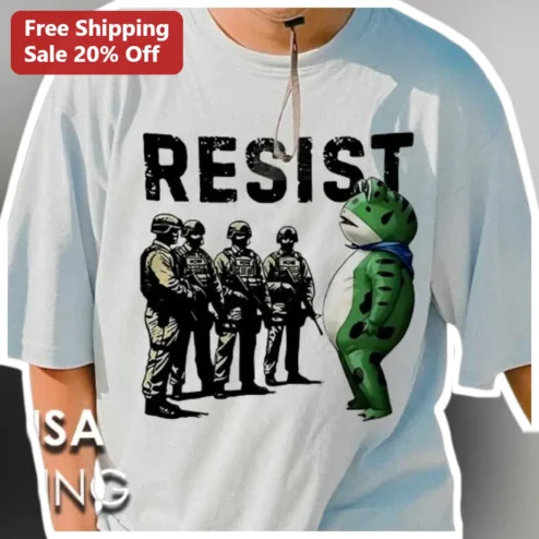 RESIST Frog Protest Graphic Tee Unisex Political Satire Shirt