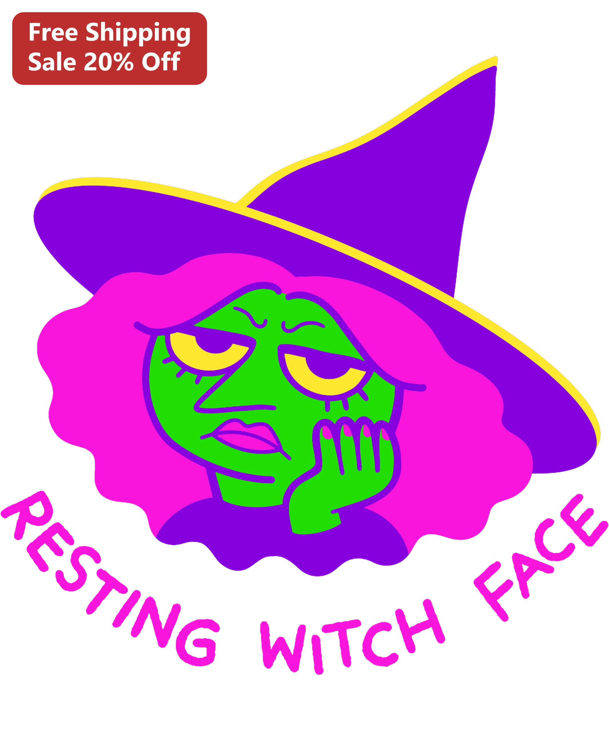 Resting Witch Face Sticker Funny Halloween Vinyl Decal for Laptops Water-Resistant Sarcastic Witchy Gift