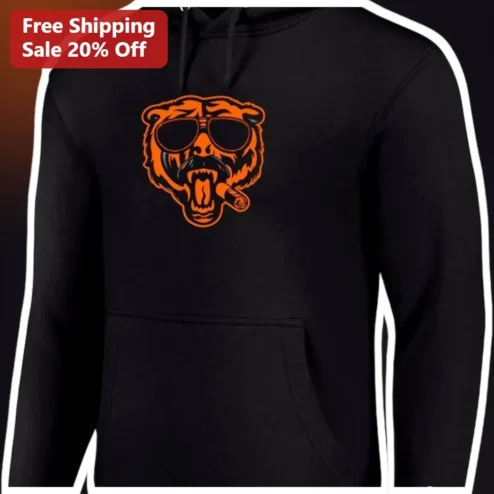 Retro Bear Cigar Graphic Hoodie Vintage Cartoon Sunglasses Sweatshirt for Men Women