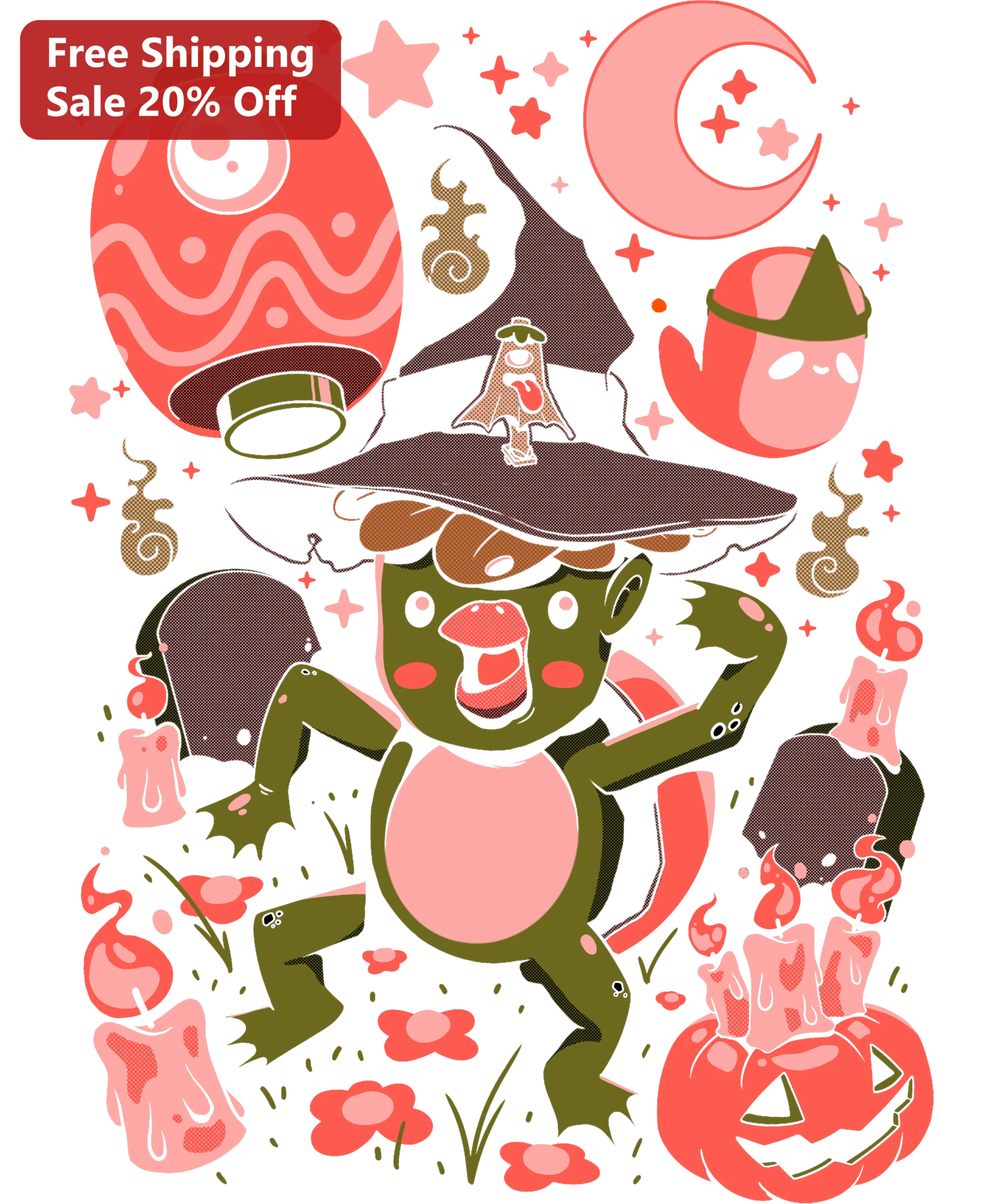 Retro Halloween Witch Frog Tee Vintage Spooky Cute Graphic Shirt for Women Men