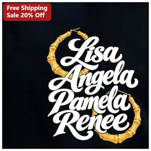 Retro Script Name Hoop Earrings Design Tee Personalized Cursive Bamboo Gold Jewelry Style Gift for Women