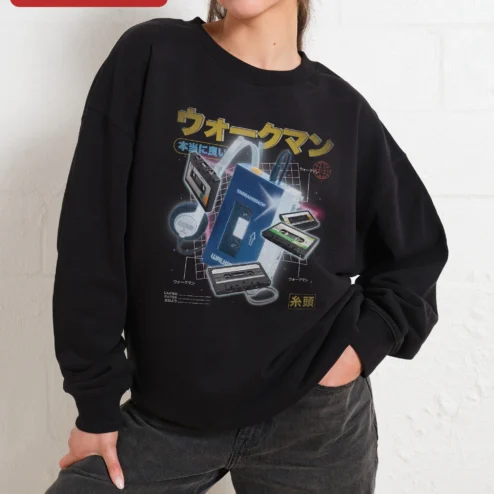 Retro Walkman Sweatshirt Vintage 80s Cassette Player Crewneck for Music Lovers
