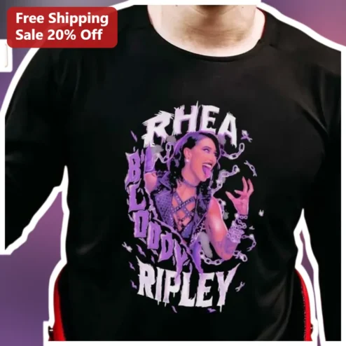 Rhea Bloody Ripley WWE Graphic Tee The Nightmare Wrestling Fan Apparel Black Cotton Shirt