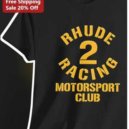 RHUDE RACING MOTORSPORT CLUB Tee Luxury Streetwear Vintage Racing Graphic Shirt for Men