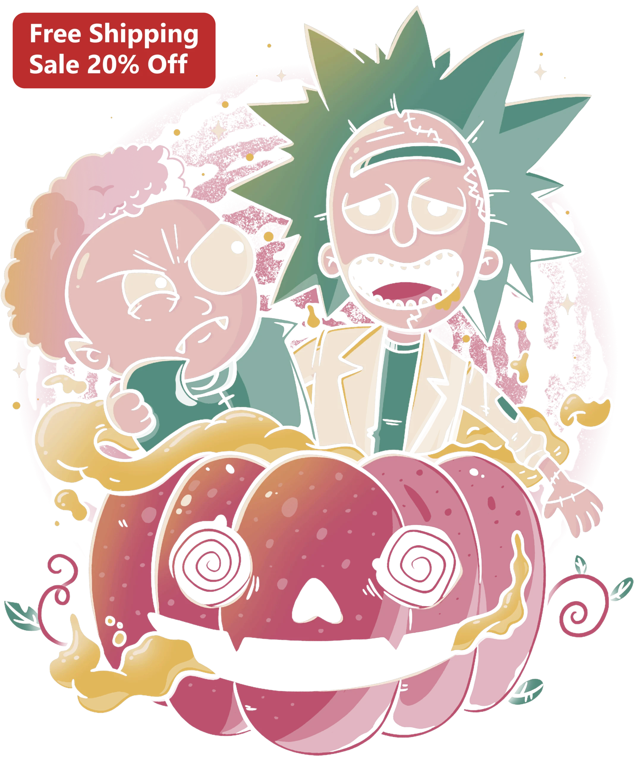 Rick and Morty Halloween Stickers, Rick Sanchez Morty Smith Spooky Pumpkin Vinyl Decals for Laptop Water Bottle