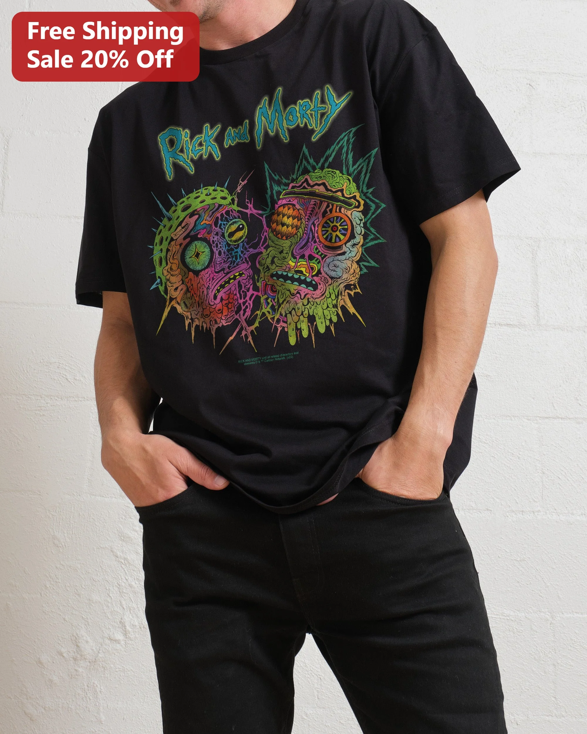 Rick and Morty Psychedelic Melting Heads Graphic Tee Adult Swim Style Shirt for Fans