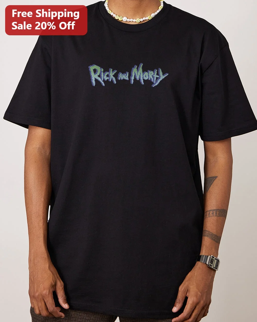 Rick and Morty Tee Adult Swim Logo Graphic T-Shirt Streetwear Gift for Fans