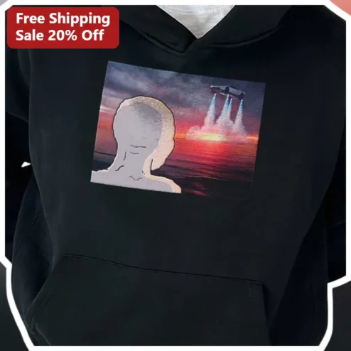 Rick Sanchez Hoodie Rick and Morty Vaporwave Sunset DeLorean Graphic Pullover